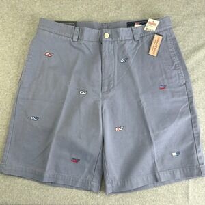 Vineyard Vines Blue Club Shorts Red White Embroidered Whales Men Size 35 x 9 NWT